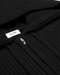 hooded cardigan IN RIBBED WOOL - BLACK -  - 2 | CELINE