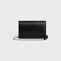 WALLET ON CHAIN MARGO em couro de bezerro brilhante - PRETO - MAIS LINHAS - 2 | CELINE
