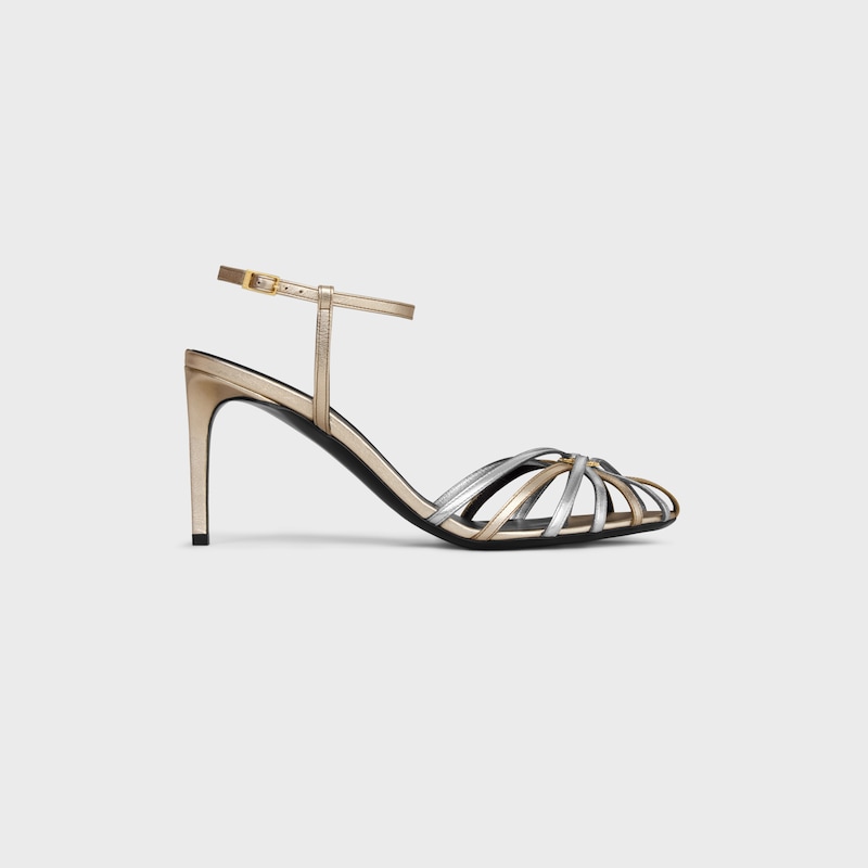 SANDAL TRIOMPHE IN LAMINATED CALFSKIN - PLATINUM/SILVER -  - 1 | CELINE