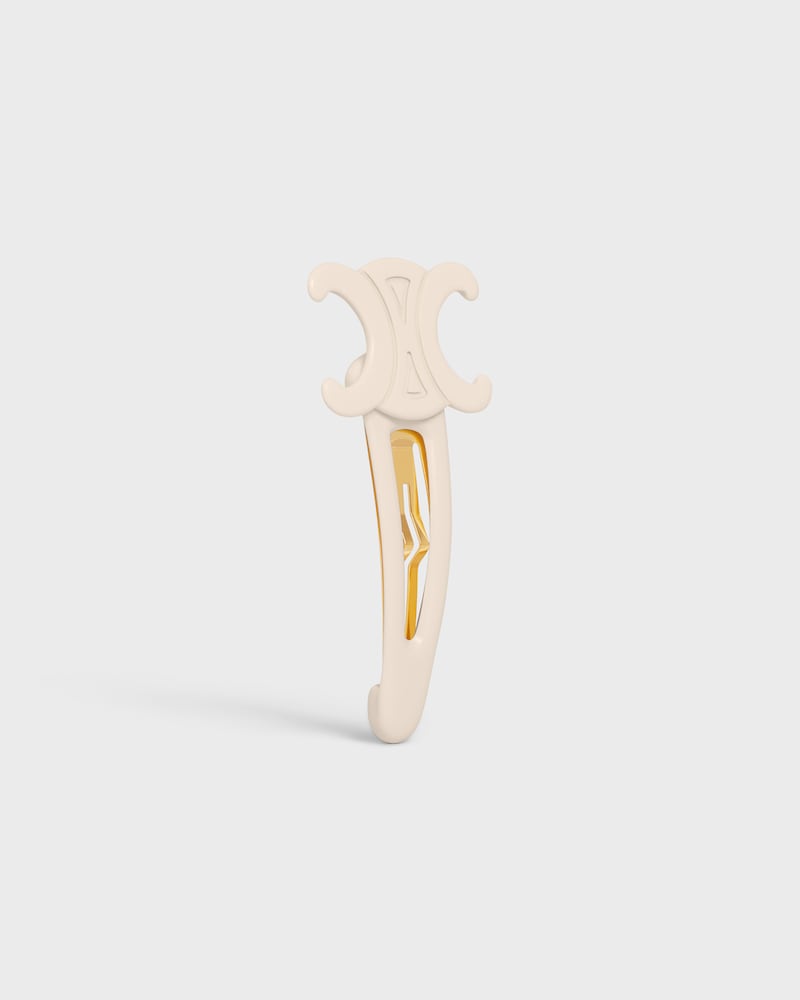 Celine Large Snap Hair Clip in Acetate and Steel - IVORY / GOLD - HAIR ACCESSORIES - 1 | CELINE