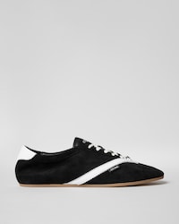 THE FLAT SNEAKER IN SUEDE CALFSKIN AND LAMBSKIN - BLACK -  - 1 | CELINE