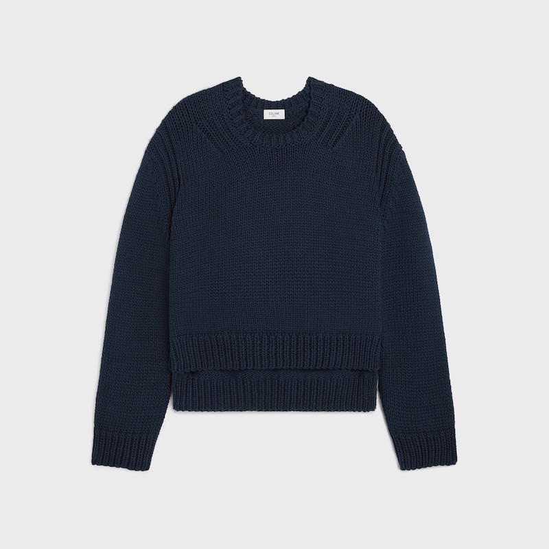 crewneck sweater IN cotton - NAVY -  - 1 | CELINE