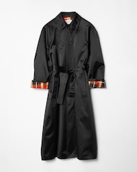 BALMACAAN-MANTEL AUS GEBONDETEM SATIN MIT MADRAS-FUTTER - SCHWARZ -  - 2 | CELINE