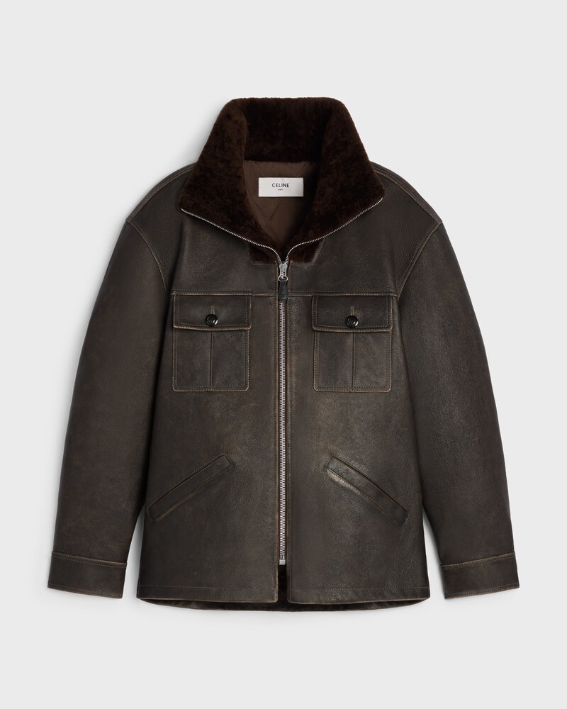 blouson IN buffalo leather - DARK BROWN -  - 1 | CELINE