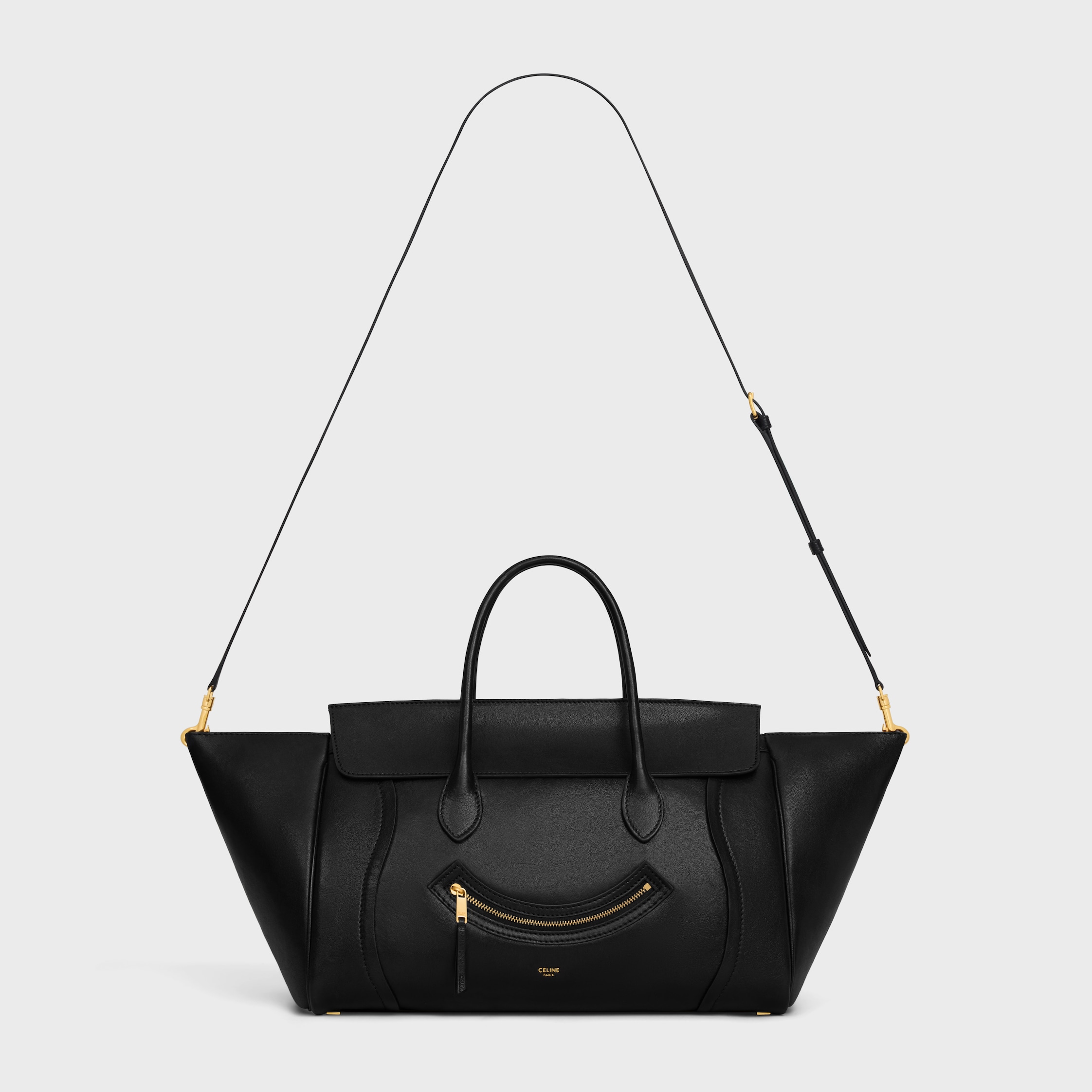 SMILE LUGGAGE IN SUPPLE SHINY LAMBSKIN - BLACK | CELINE