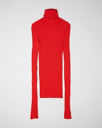turtleneck sweater IN RIBBED VISCOSE - VERMILLON -  - 1 | CELINE