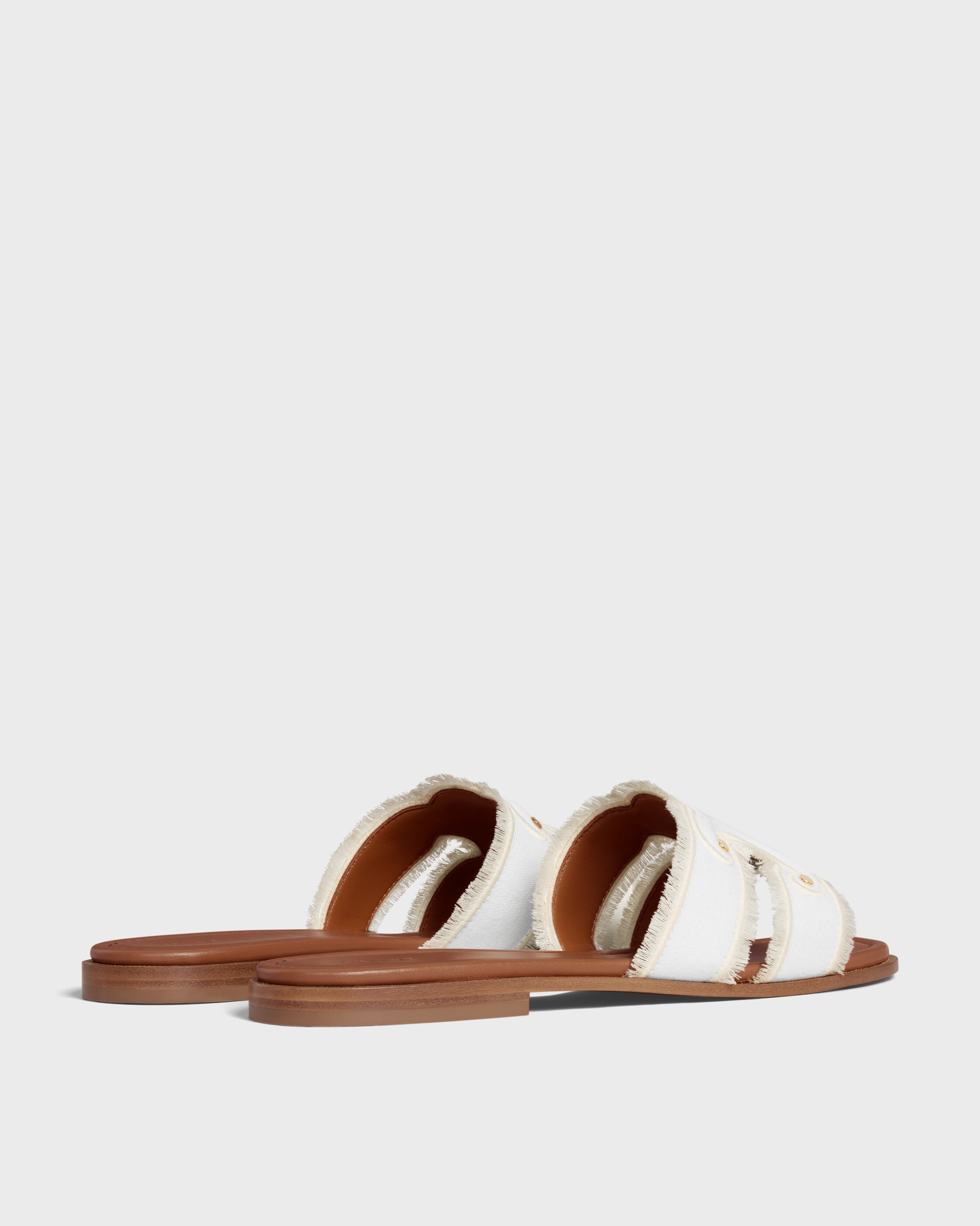 MARINA MULE IN FRINGED CANVAS - WHITE | CELINE