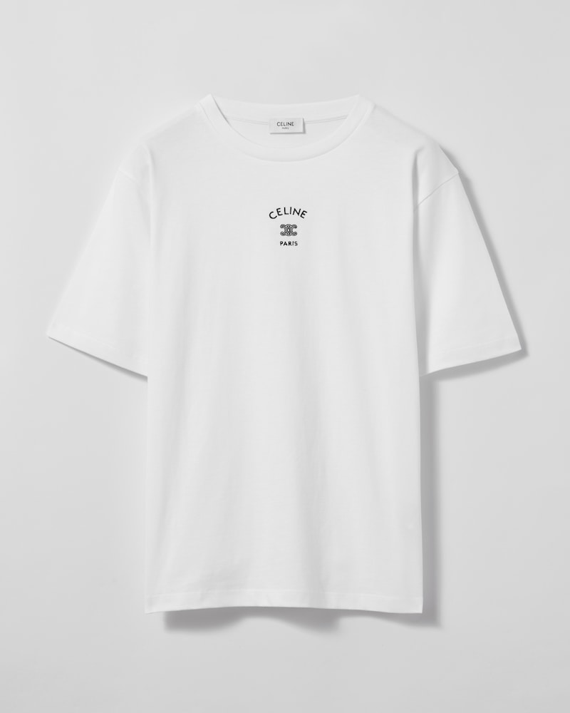 t-shirt loose jersey coton - BLANC/NOIR -  - 1 | CELINE