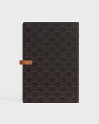 LARGE NOTEBOOK COVER IN TRIOMPHE CANVAS AND CALFSKIN - TAN - STATIONERY - 2 | CELINE