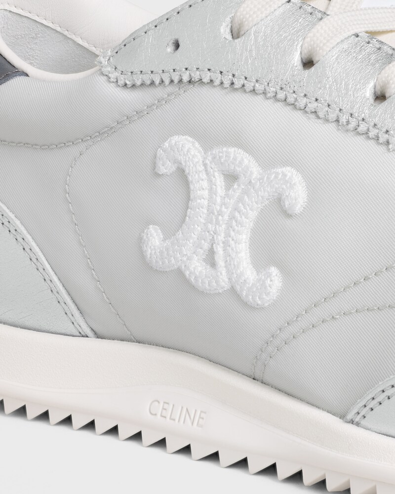 SNEAKER RACER EN NYLON, CUIR DE VEAU LAMINÉ ET CUIR DE VEAU - GRIS CLAIR/ARGENTÉ -  - 1 | CELINE
