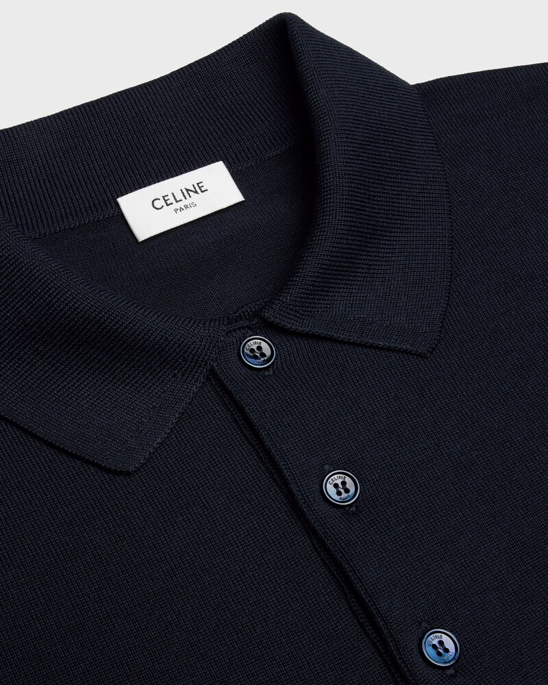 MAGLIA STILE POLO IN SETA FINE E COTONE - BLU NAVY -  - 1 | CELINE