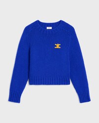 pull col rond cachemire soie - ROYAL BLUE -  - 1 | CELINE