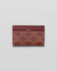 MEDIUM CARD HOLDER  IN Triomphe canvas and calfskin - BURGUNDY/TAN - CARD HOLDERS - 1 | CELINE