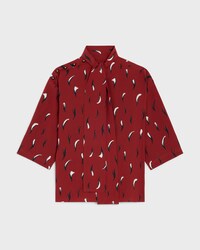 lavalliere top IN crepe de chine - BURGUNDY/BLACK/CHALK -  - 2 | CELINE
