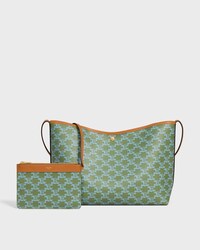 SOFT SHOPPER BAG IN TOILE TRIOMPHE - LIGHT KAKI / SKY BLUE - SHOULDER BAGS - 2 | CELINE
