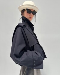 jacket IN COTTON AND WOOL GABARDINE - NAVY -  - 2 | CELINE