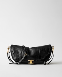 SOFT TRIOMPHE LITTLE HALFMOON หนังไพธอน - สีดำ - กระเป๋าสะพายไหล่ - 1 | CELINE