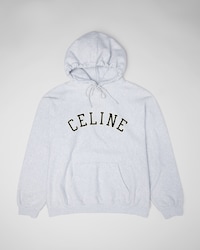 hoodie IN cotton fleece - Gris / negro / blanco crudo -  - 1 | CELINE