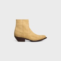 Bota LEON com zíper em pele de bezerro suede - STONE BEIGE - - 1 | CELINE