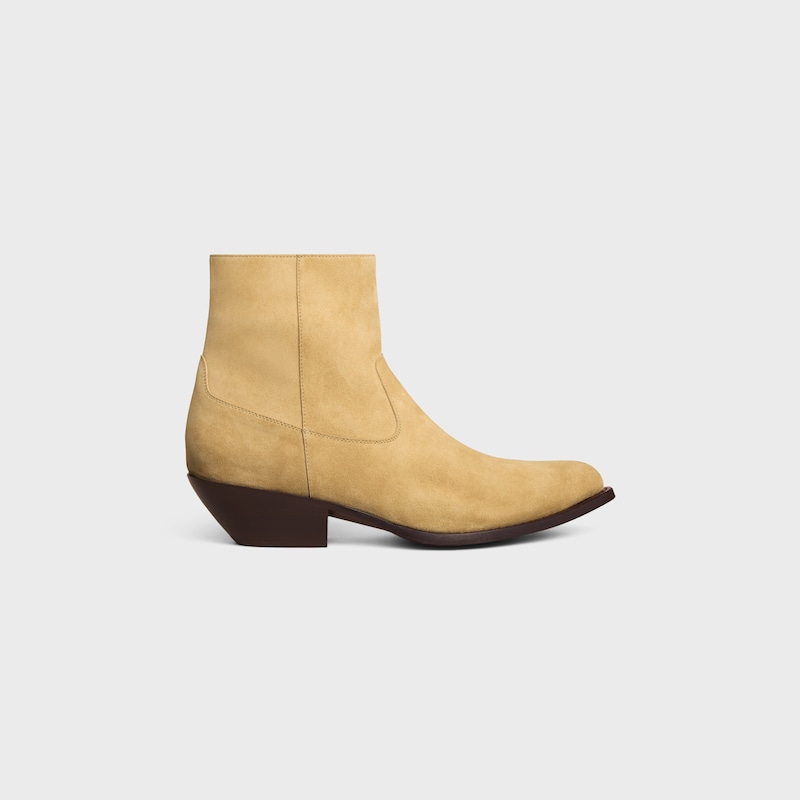 LEON ZIPPED BOOT IN SUEDE CALFSKIN - STONE BEIGE -  - 1 | CELINE