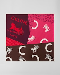 FULAR CON PARCHES C CALÈCHE, 90 - FUCSIA/BURDEOS/MARRÓN -  - 1 | CELINE