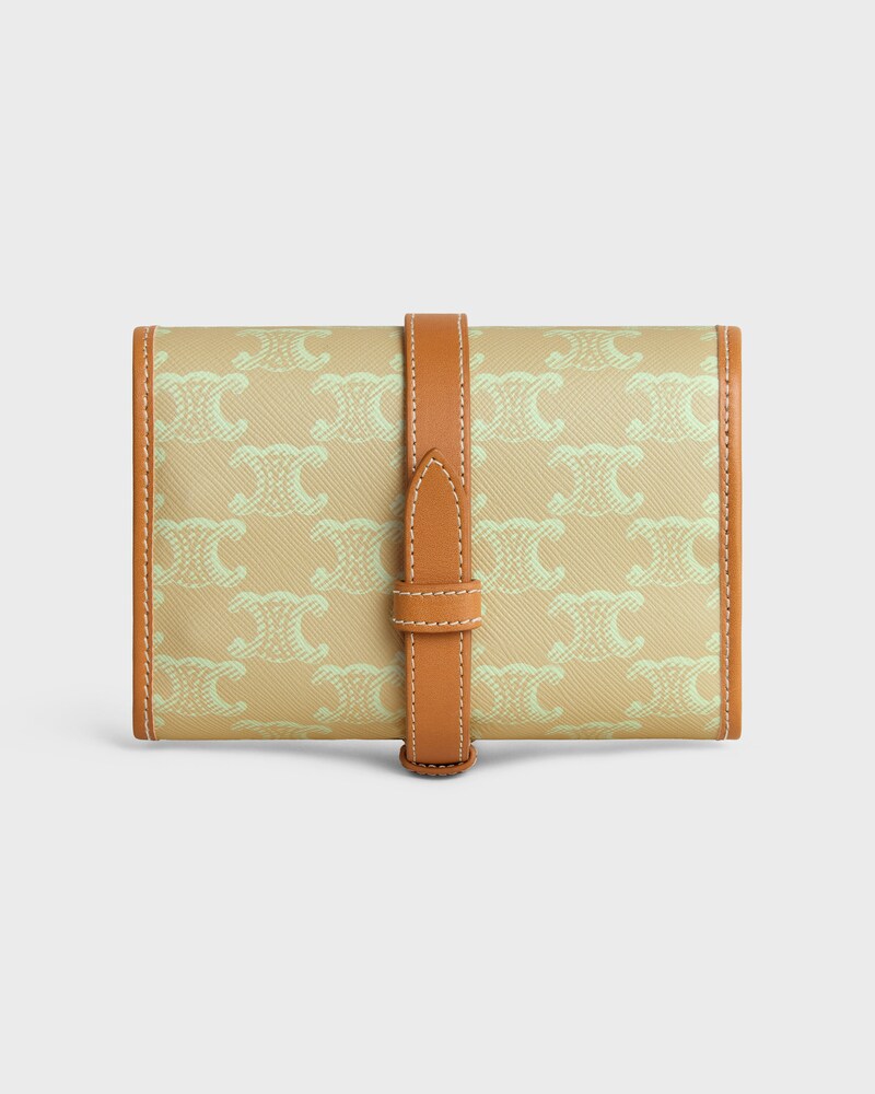 JEWELRY POUCH IN TRIOMPHE CANVAS AND CALFSKIN - SANDCASTLE / SOFT LIME - POUCHES - 1 | CELINE