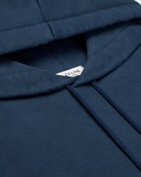 SUDADERA CORTA CON CAPUCHA DE FELPA DE ALGODÓN - Azul marino/blanco crudo -  - 2 | CELINE