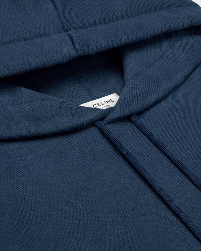 hoodie cropped molleton coton - NAVY/OFF WHITE -  - 1 | CELINE