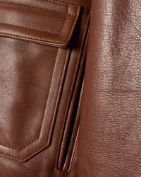 HIGH-COLLAR TEDDY IN CALFSKIN - BROWN -  - 2 | CELINE