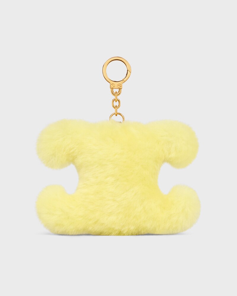 TRIOMPHE pom-pom Charm IN Shearling & Calfskin - JAUNE/BLANC - CHARMS AND ACCESSORIES - 1 | CELINE