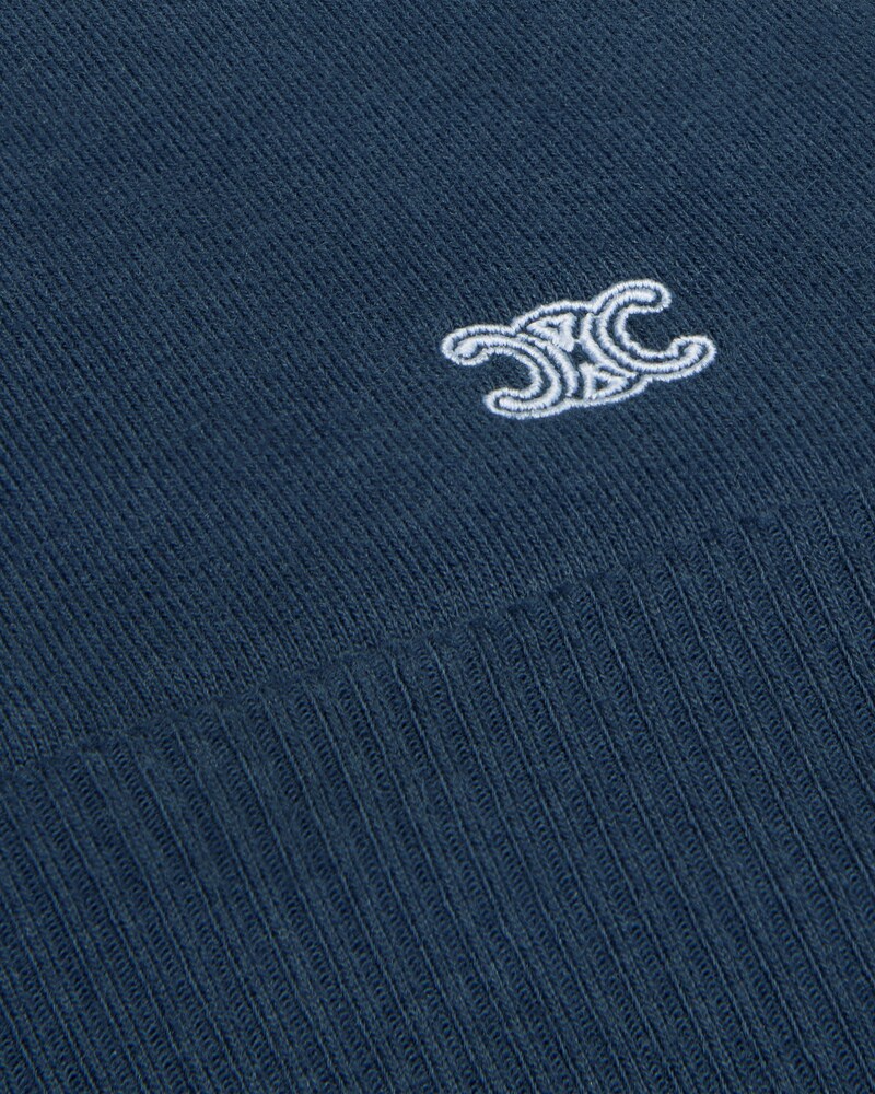 hoodie cropped molleton coton - NAVY/OFF WHITE -  - 1 | CELINE