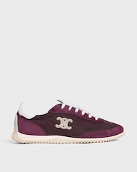 CELINE RACER NIEDRIGER SCHNÜR-SNEAKER MIT TRIOMPHE AUS NYLON, KALBSVELOURSLEDER UND KALBSLEDER - PFLAUME -  - 1 | CELINE