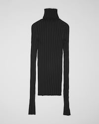 turtleneck sweater IN RIBBED VISCOSE - BLACK -  - 2 | CELINE