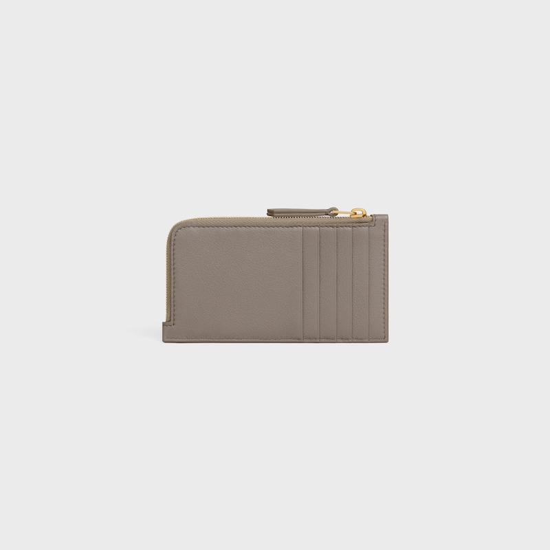 LONG ZIPPED CARD HOLDER IN SUPPLE GRAINED CALFSKIN - PEBBLE / LIGHT BLUE - NEW - 1 | CELINE