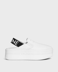 CELINE BLOCK WEDGE MULE IN Calfskin and Textile with Celine jacquard - OPTIC WHITE / BLACK -  - 1 | CELINE