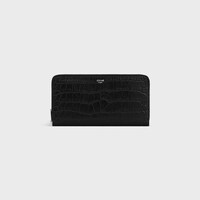Large zipped wallet IN Crocodile Embossed Calfskin - Black - WALLETS - 1 | CELINE