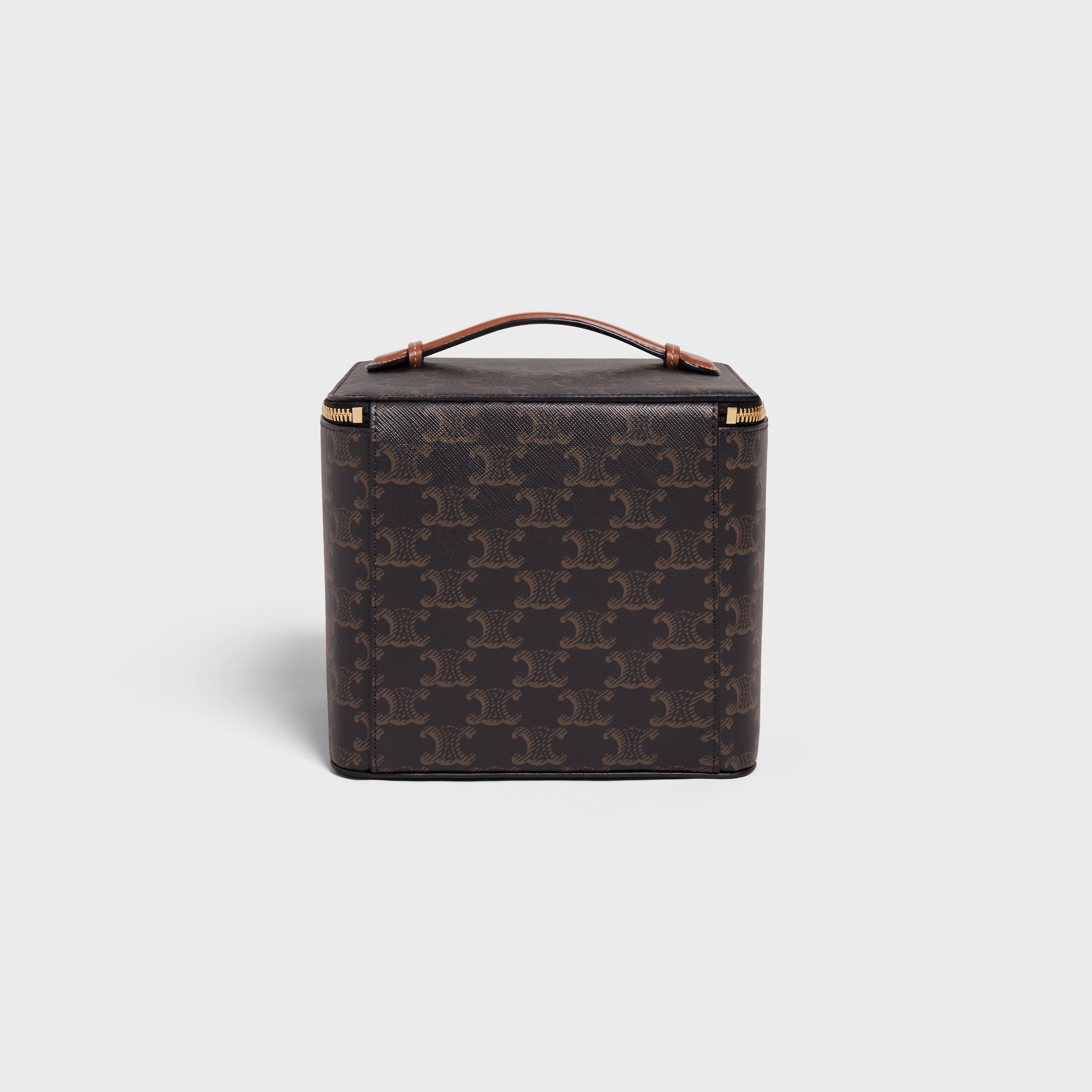 SQUARE VANITY CASE IN TRIOMPHE CANVAS AND CALFSKIN - TAN | CELINE