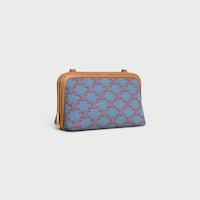 Pochette à chaîne TEXTILE AVEC TRIOMPHE ALL OVER ET VEAU NATUREL - BLEU DENIM / ROUGE - MINI SACS - 2 | CELINE