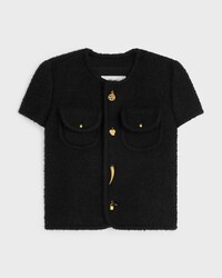 short-sleeved jacket IN cashmere and wool natté - BLACK -  - 1 | CELINE