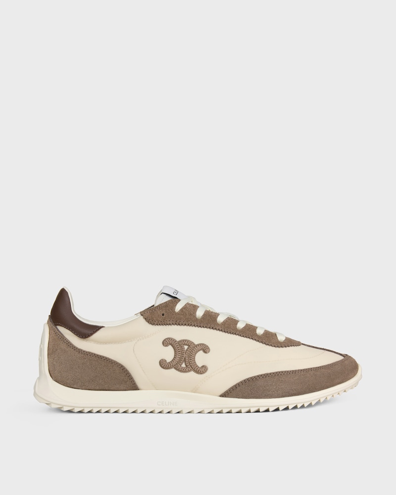 RACER SNEAKER IN NYLON, SUEDE CALFSKIN AND CALFSKIN - OPTIC WHITE / BROWN -  - 1 | CELINE
