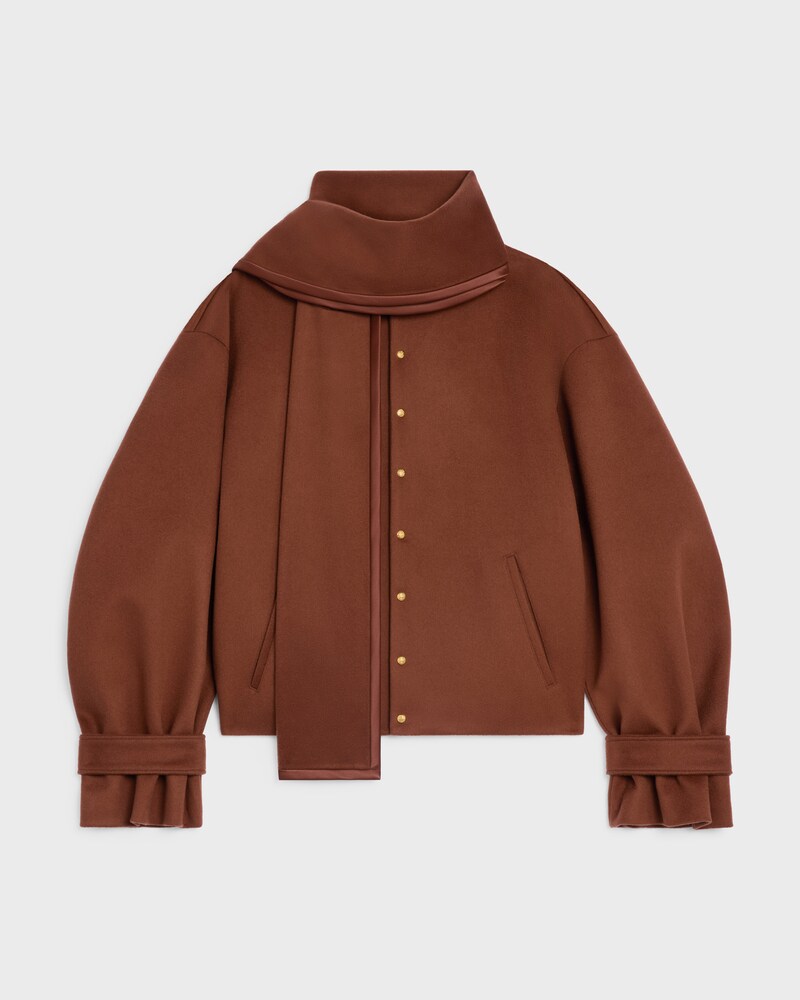 scarf jacket IN WOOL CLOTH - COGNAC -  - 1 | CELINE
