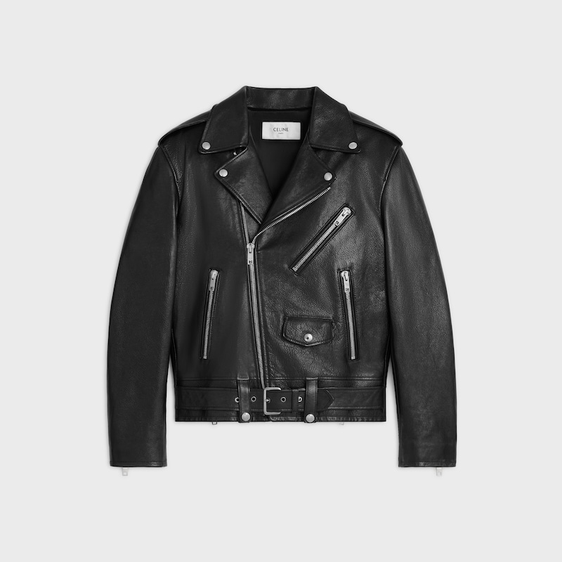 jaqueta biker em couro - PRETO - - 1 | CELINE