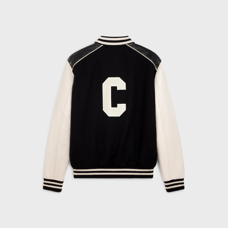 classic teddy jacket in textured wool - BLACK -  - 1 | CELINE