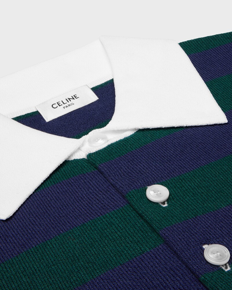 polo sweater IN striped wool - NAVY/GREEN -  - 1 | CELINE