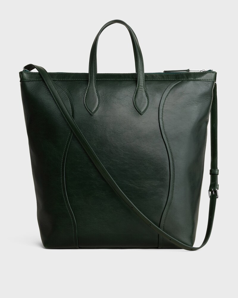 BOLSO CABAS LUGGAGE VERTICAL DE PIEL DE BECERRO BRILLANTE - BOSQUE OSCURO - BOLSOS TOTE - 1 | CELINE
