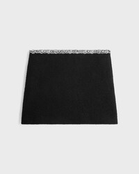 FALDA CON ADORNO DE GALÓN DE TWEED - NEGRO -  - 1 | CELINE