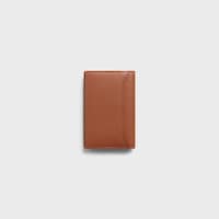 VERTICAL CARD HOLDER IN SMOOTH LAMBSKIN - TAN / BLACK - CARD HOLDERS - 2 | CELINE