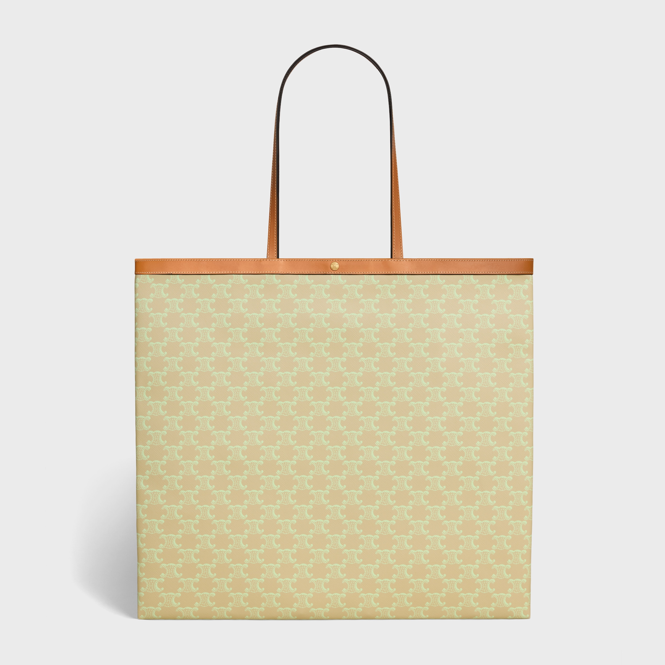 LARGE FLAT SHOPPER IN Triomphe Canvas - SANDCASTLE / SOFT LIME