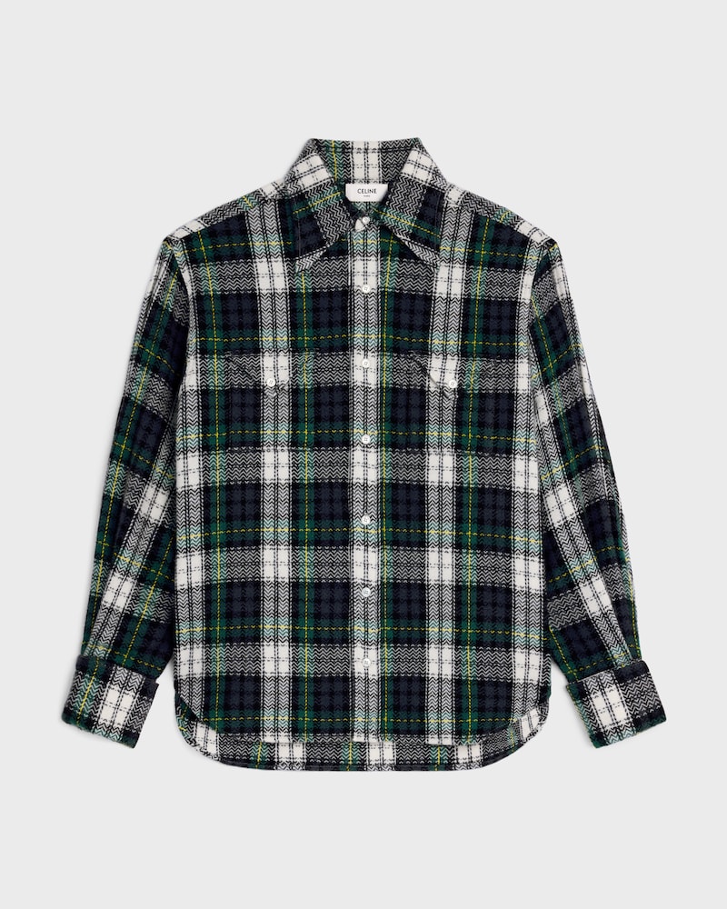 shirt IN tartan cashmere - BLUE/GREEN/WHITE -  - 1 | CELINE