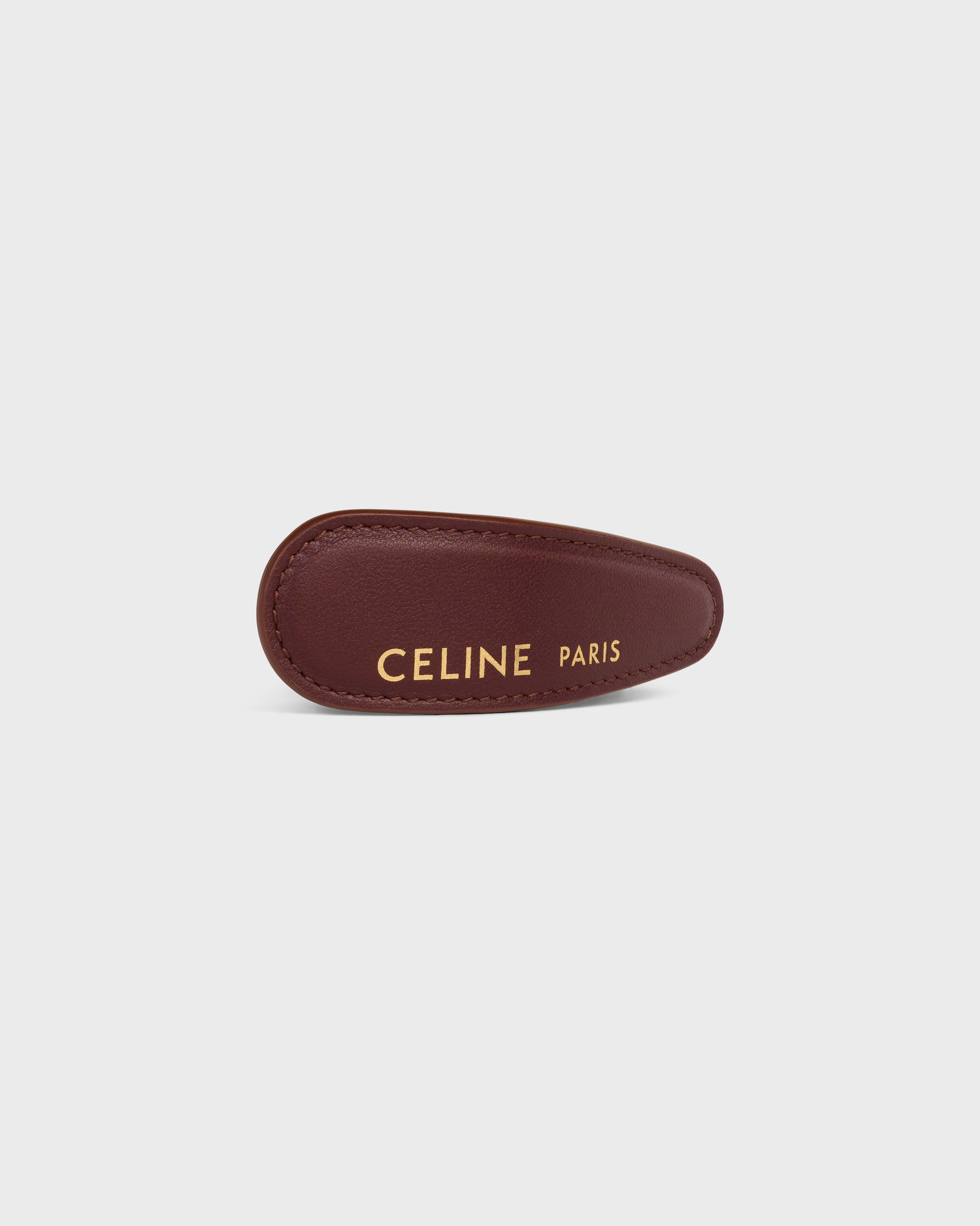CELINE LARGE HAIR CLIP IN LAMBSKIN, BRASS WITH GOLD FINISH AND